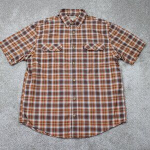 Duluth Breezeshooter Performance Shirt‎ Mens Large Brown/Yellow S/S Polyester